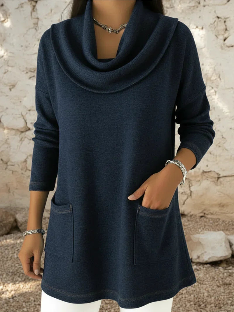Alverie | Jersey de Cuello Alto, Azul Índigo