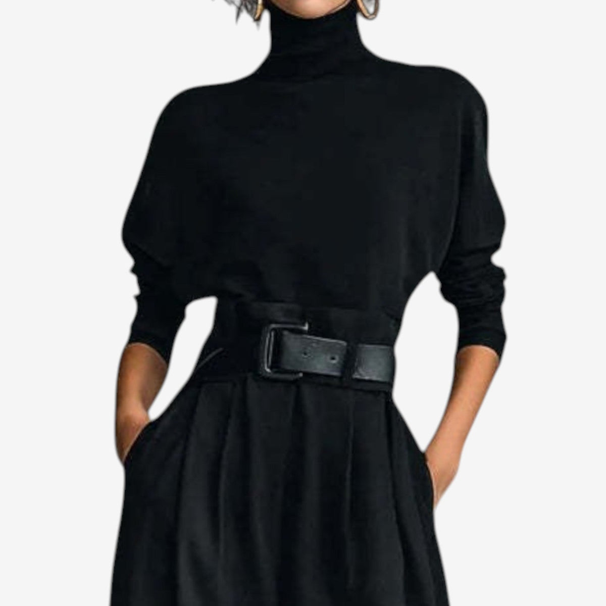Doris | Mono de Cuello Alto y Pierna Ancha, Negro