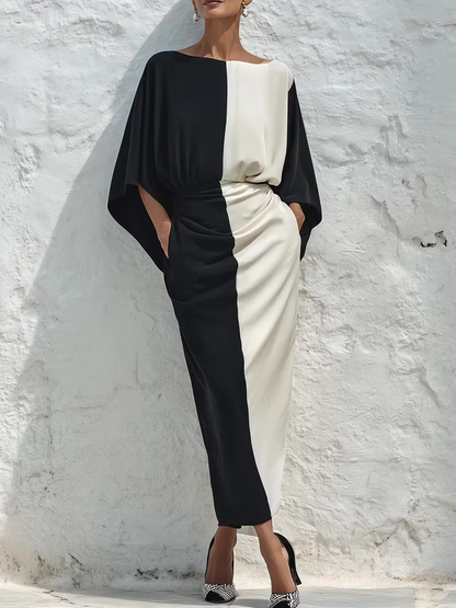Conjunto de Dos Piezas con Contraste Blanco y Negro