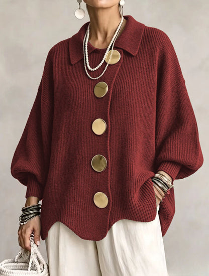 Isadora | Cárdigan Oversize de Botones Metálicos, Azul Marino