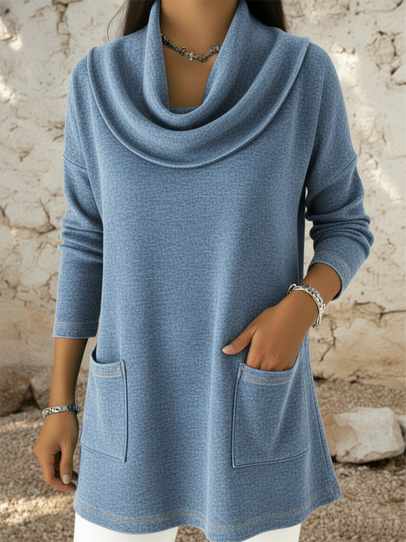 Alverie | Jersey de Cuello Alto, Azul Índigo