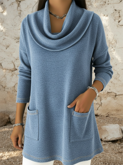 Alverie | Jersey de Cuello Alto, Azul Índigo