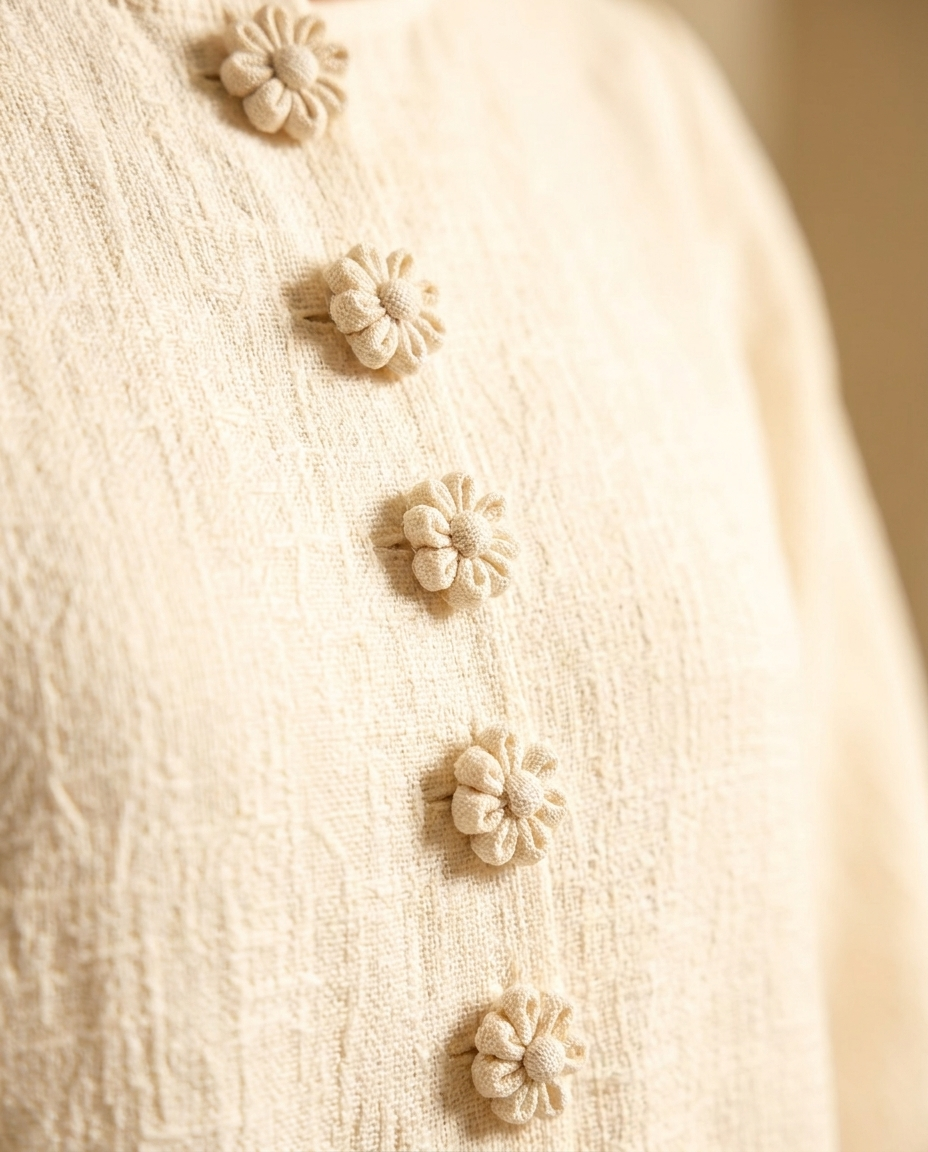 Vestido Midi Floral con Botones y Mangas Extravagantes