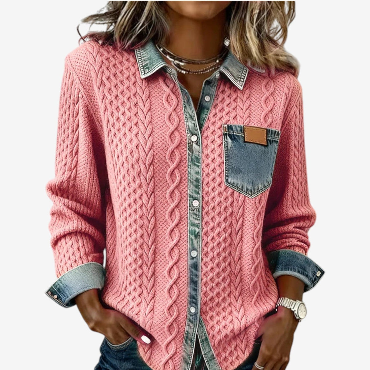 Cicchelli | Chaqueta Trenzada, Caqui
