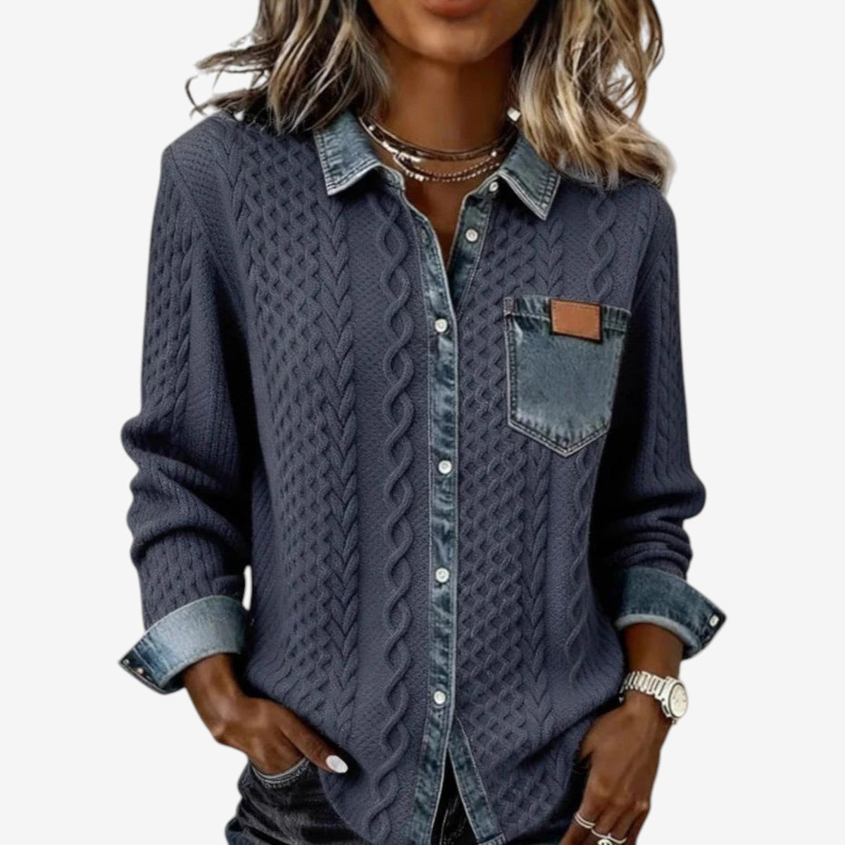 Cicchelli | Chaqueta Trenzada, Caqui
