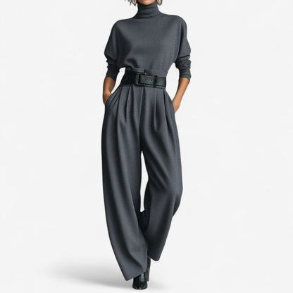 Doris | Mono de Cuello Alto y Pierna Ancha, Negro