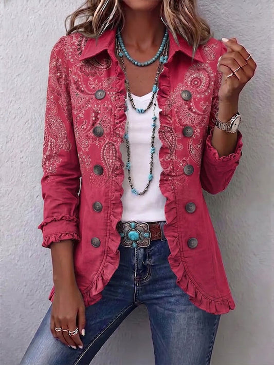 Amaya | Chaqueta de Volantes, Paisley Rosa Vintage